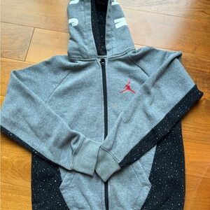 Nike Jordan Kids Gray and Black Jacket with Red Logo -size large